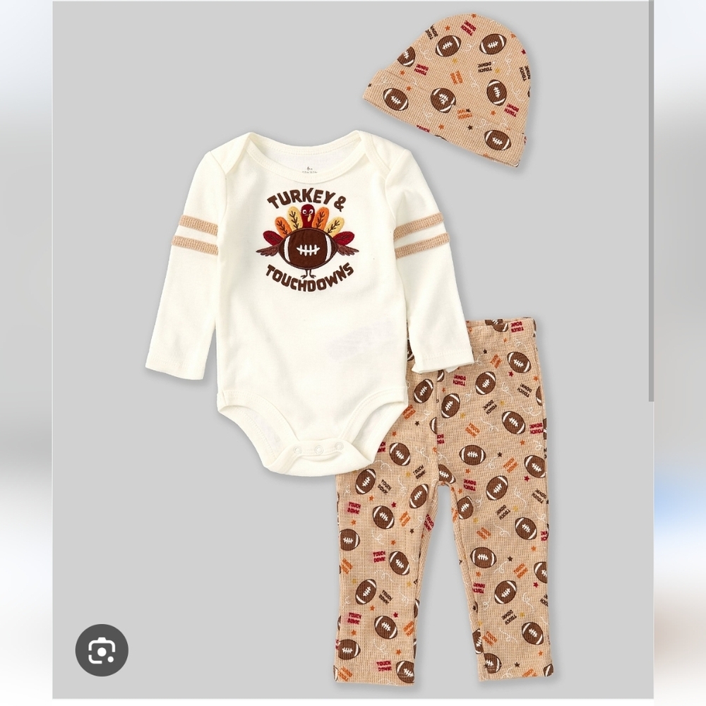NWT Baby Starters 3 Pc Turkey & Touchdowns Set ~12M